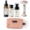 Brillare Vitamin C Face Serum and Powder Face Wash and Liquid Moisturizer With Jade Roller and Baby Pink Pouch